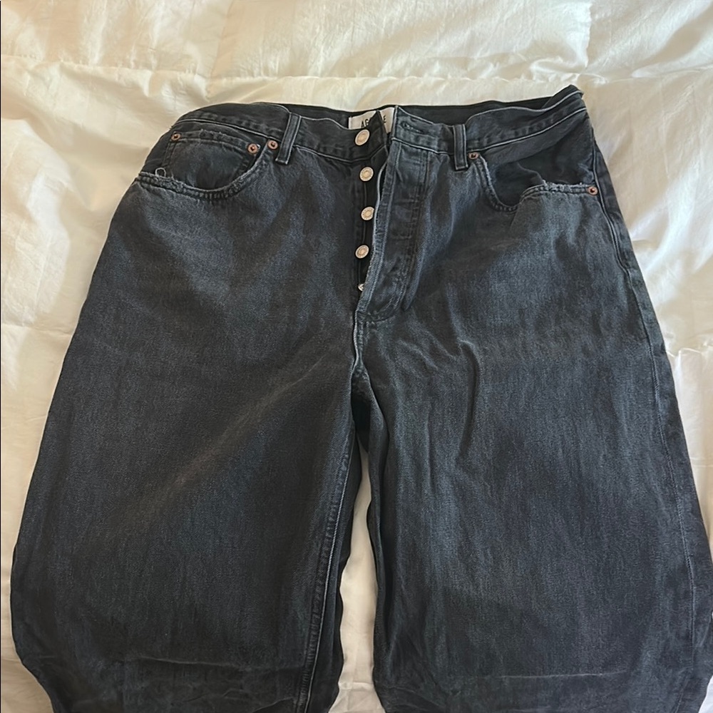 Agolde Black Wide Leg Dame Jeans